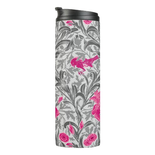 William Morris Irises, Pink en Silver Grey/Gray Thermosbeker (Geroteerd rechts)