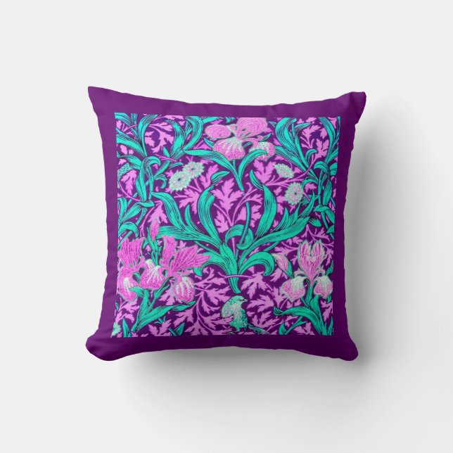 William Morris Iriss, Amethyst Paars Kussen (Voorkant)