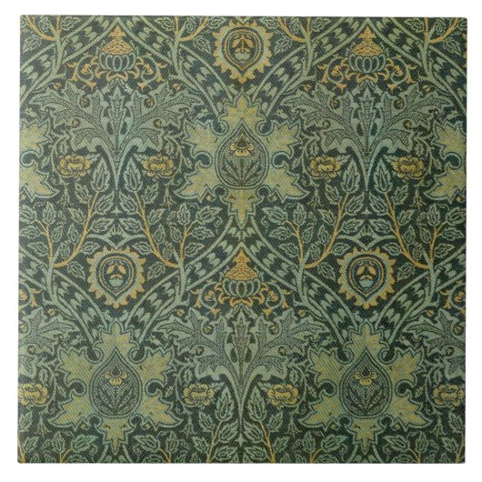 William Morris Ispahan Theal Groen Bloemmotief Kun Tegeltje (Voorkant)