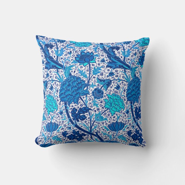 William Morris Jacobean Bloem, Kobaltblauw Kussen (Voorkant)