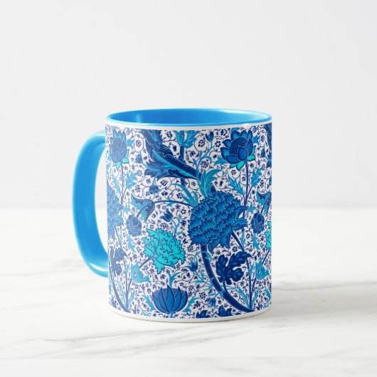 William Morris Jacobean Bloem, Kobaltblauw Mok (Voorkant links)