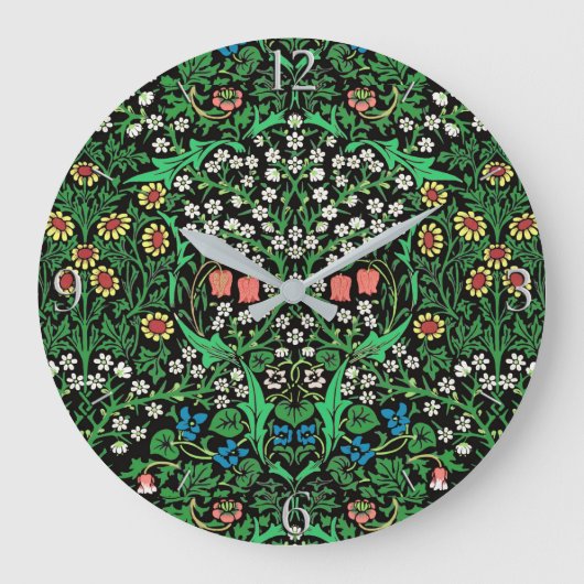 William Morris Jacobean Bloem, Zwarte Achtergrond  Grote Klok (Voorkant)