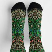William Morris Jacobean Bloem, Zwarte Achtergrond Sokken (Top)