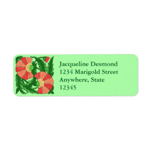 William Morris Jacobean, Coral Oranje en Green Etiket