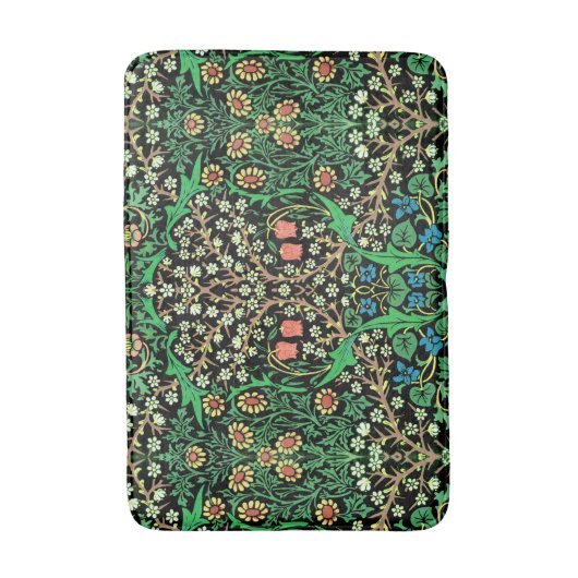 William Morris Jacobean Floral, Black Background Badmat (Voorkant Verticaal)