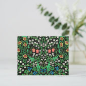 William Morris Jacobean Floral, Black Background Briefkaart (Staand voorkant)