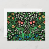 William Morris Jacobean Floral, Black Background Briefkaart (Voorkant / Achterkant)