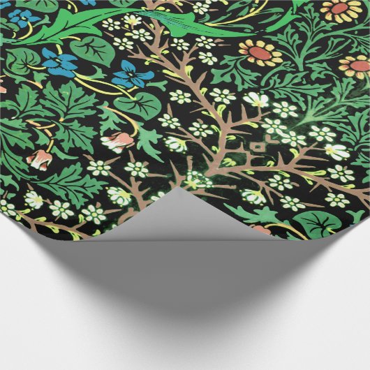 William Morris Jacobean Floral, Black Background Cadeaupapier (Hoek)