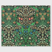 William Morris Jacobean Floral, Black Background Cadeaupapier (Vlak)
