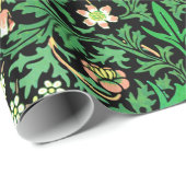 William Morris Jacobean Floral, Black Background Cadeaupapier (Rol Hoek)