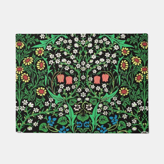 William Morris Jacobean Floral, Black Background Deurmat (Voorkant)