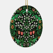 William Morris Jacobean Floral, Black Background Keramisch Ornament (Rechts)