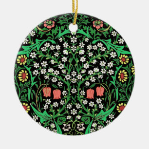 William Morris Jacobean Floral, Black Background Keramisch Ornament