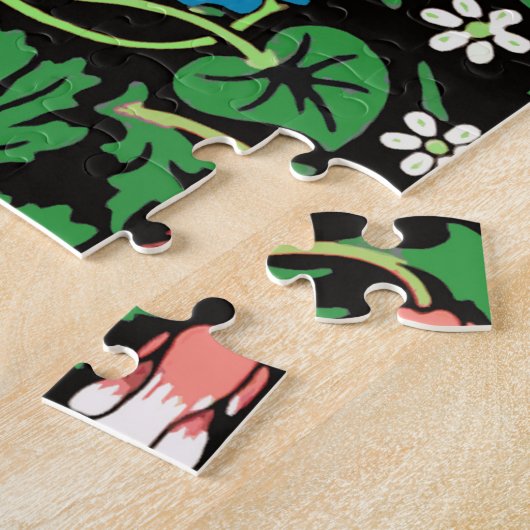 William Morris Jacobean Floral, Black Background Legpuzzel (Zijkant)