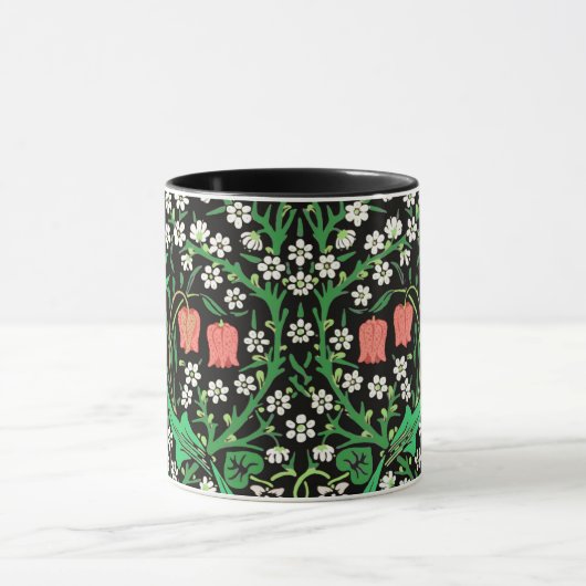 William Morris Jacobean Floral, Black Background Mok (Midden)