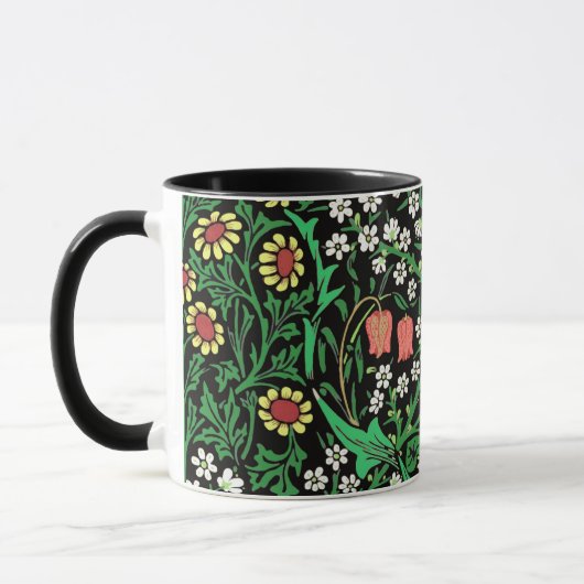 William Morris Jacobean Floral, Black Background Mok (Links)