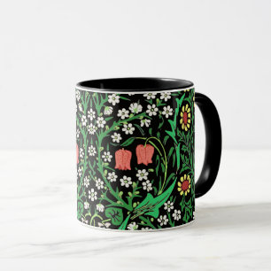 William Morris Jacobean Floral, Black Background Mok