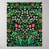 William Morris Jacobean Floral, Black Background Poster (Voorkant)