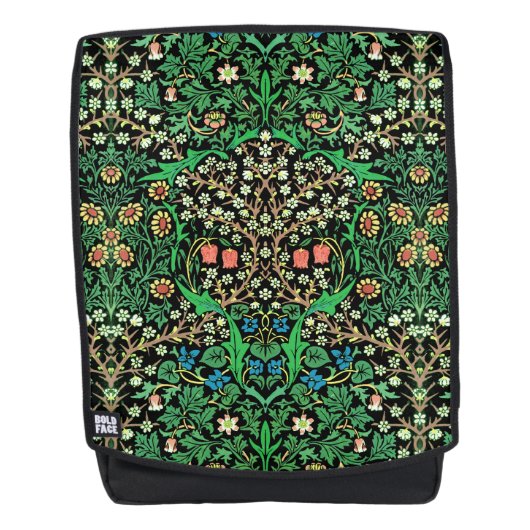 William Morris Jacobean Floral, Black Background Rugtassen (Voorkant)
