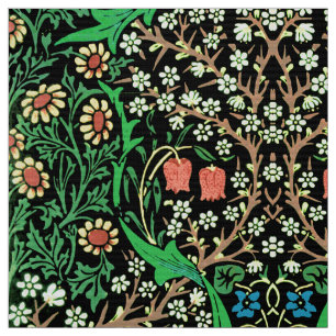 William Morris Jacobean Floral, Black Background Stof