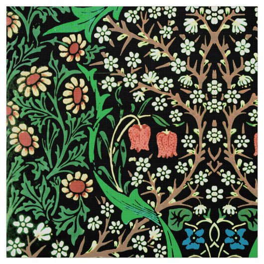 William Morris Jacobean Floral, Black Background Stof (Swatch)