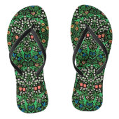 William Morris Jacobean Floral, Black Background Teenslippers (Voetbed)
