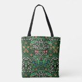 William Morris Jacobean Floral, Black Background Tote Bag (Achterkant)
