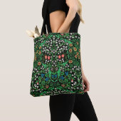 William Morris Jacobean Floral, Black Background Tote Bag (Dichtbij)