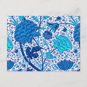 William Morris Jacobean Floral, Cobalt Blue Briefkaart
