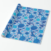 William Morris Jacobean Floral, Cobalt Blue Cadeaupapier (Uitgerold)