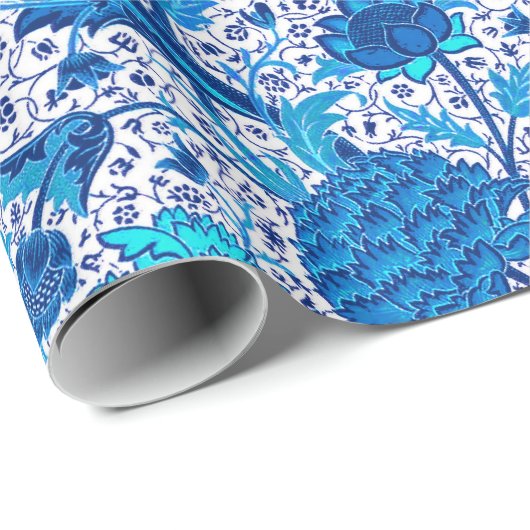 William Morris Jacobean Floral, Cobalt Blue Cadeaupapier (Rol Hoek)