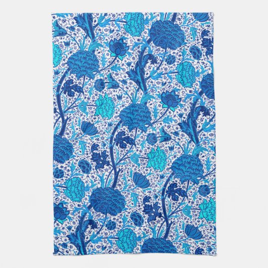 William Morris Jacobean Floral, Cobalt Blue Theedoek (Verticaal)