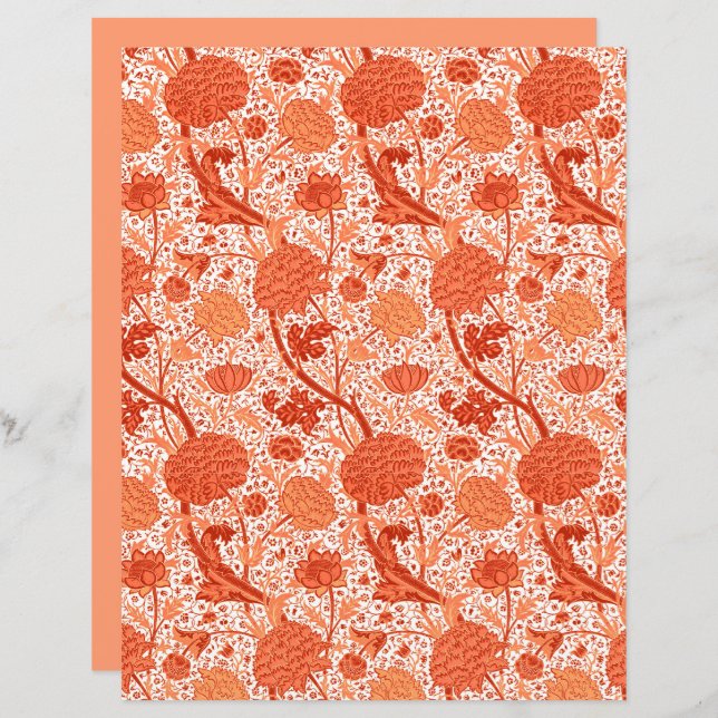 William Morris Jacobean Floral, Coral Oranje (Voorkant / Achterkant)