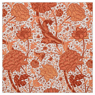 William Morris Jacobean Floral, Coral Oranje Stof