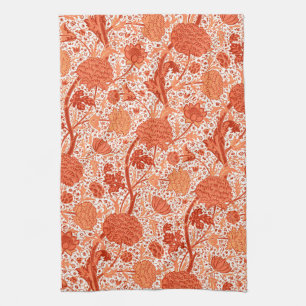 William Morris Jacobean Floral, Coral Oranje Theedoek