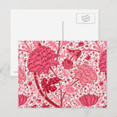 William Morris Jacobean Floral, Coral Pink Briefkaart (Voorkant / Achterkant)