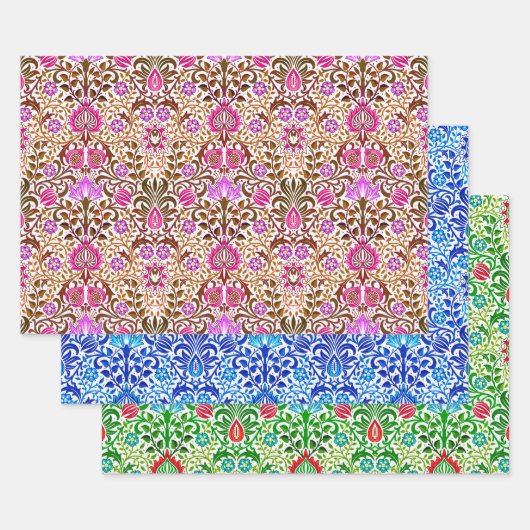 William Morris Jacobean Floral Damask, multi Inpakpapier Vel (Set)