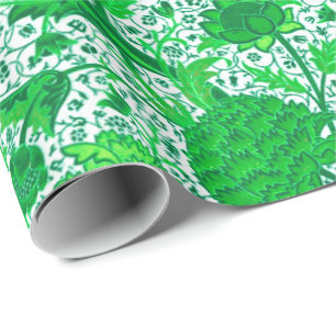 William Morris Jacobean Floral, Emerald Green Cadeaupapier