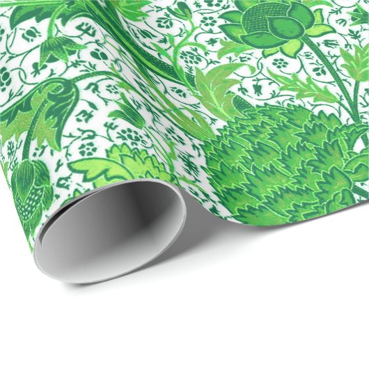 William Morris Jacobean Floral, Emerald Green Cadeaupapier (Rol Hoek)