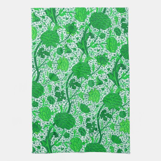 William Morris Jacobean Floral, Emerald Green Theedoek (Verticaal)