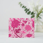 William Morris Jacobean Floral, Fuchsia Pink Briefkaart (Staand voorkant)