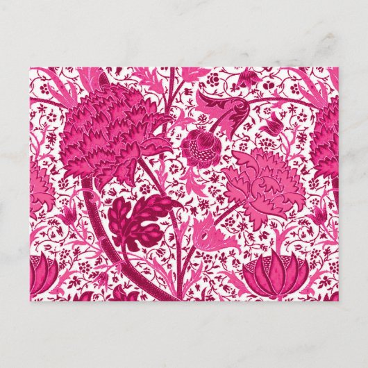 William Morris Jacobean Floral, Fuchsia Pink Briefkaart (Voorkant)