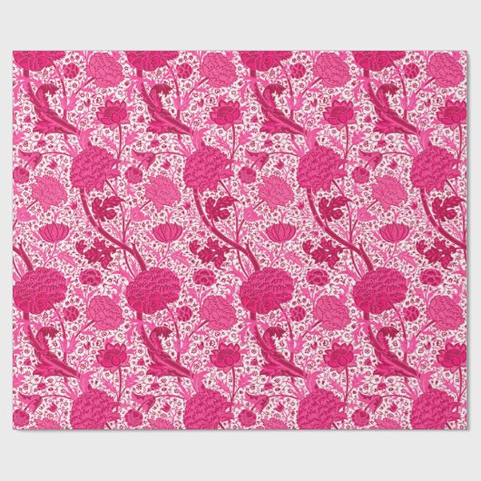 William Morris Jacobean Floral, Fuchsia Pink Cadeaupapier (Vlak)