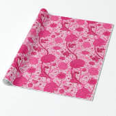 William Morris Jacobean Floral, Fuchsia Pink Cadeaupapier (Uitgerold)