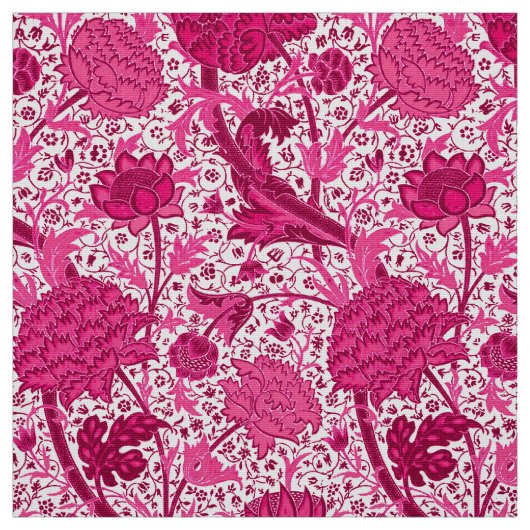 William Morris Jacobean Floral, Fuchsia Pink Stof (Swatch)