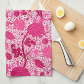 William Morris Jacobean Floral, Fuchsia Pink Towel Theedoek (Quarter Fold)