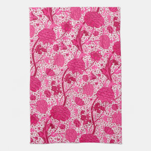 William Morris Jacobean Floral, Fuchsia Pink Towel Theedoek