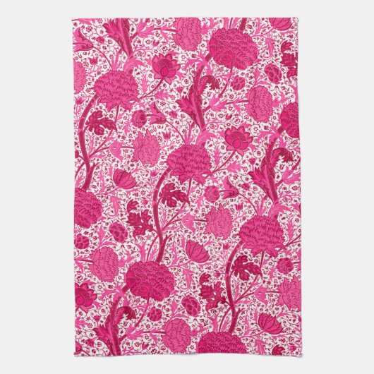 William Morris Jacobean Floral, Fuchsia Pink Towel Theedoek (Verticaal)