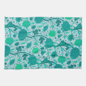 William Morris Jacobean Floral, Turquoise Theedoek (Horizontaal)