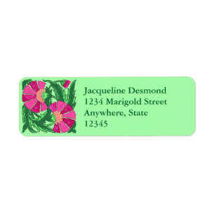 William Morris Jacobean, Fuchsia Pink en Green Etiket